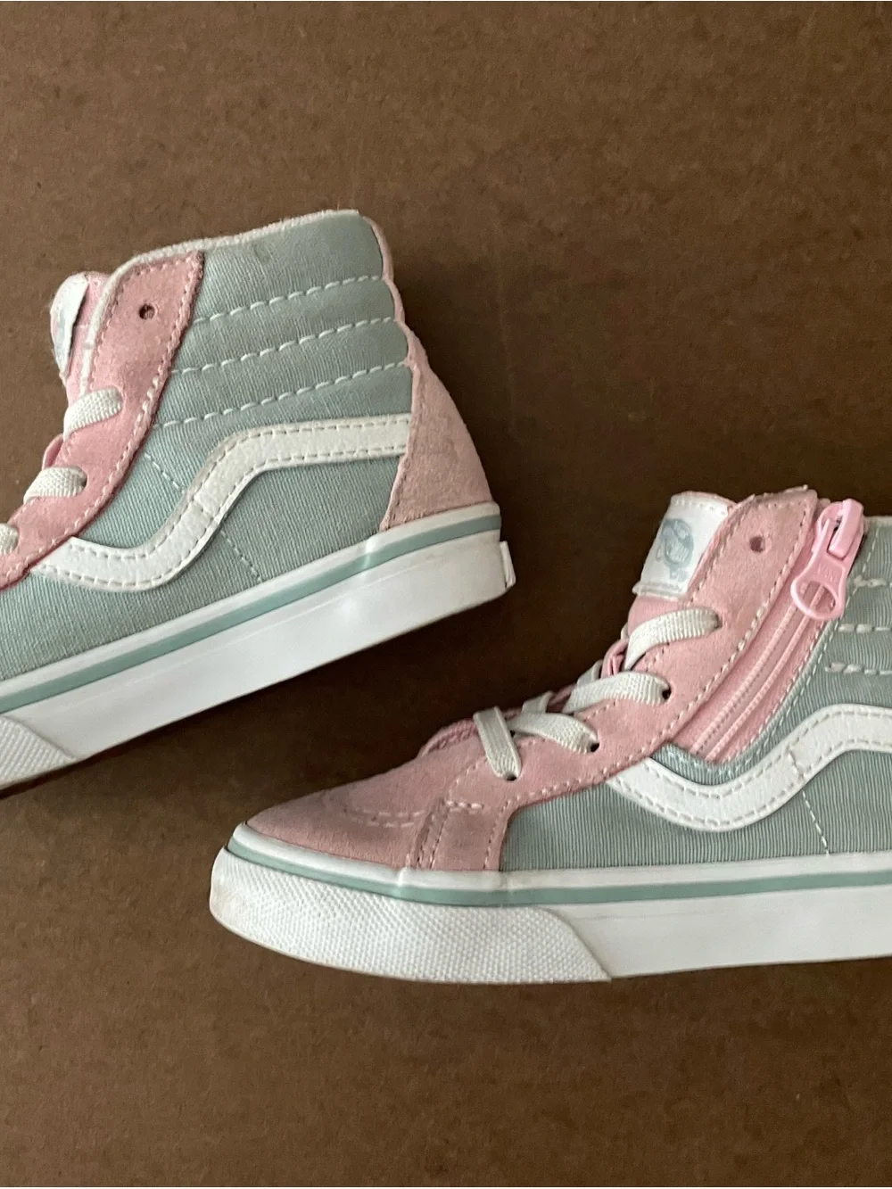 Vans Kids Pink and White High-Top Sneakers
